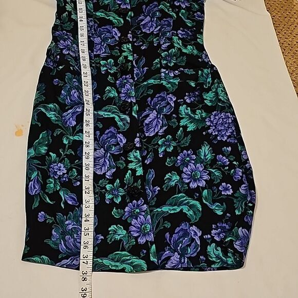 1980s Midi Sheath Vintage Dress Pockets Purple Green Black  All That Jazz - Picture 6 of 10